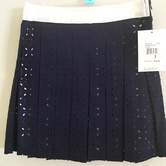 KC Parker by Hartstrings Girls Navy Blue Eyelet skirt - Picture 2 of 7
